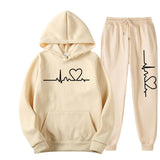 Men's And Women's Fleece-lined Sweater Suit Autumn And Winter Heart Figure Hoodie - AL MONI EXPRESS