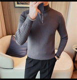 Men's Autumn And Winter Zipper Stand Collar Knitted Sweater - Almoni Express