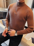 Men's Autumn And Winter Zipper Stand Collar Knitted Sweater - Almoni Express