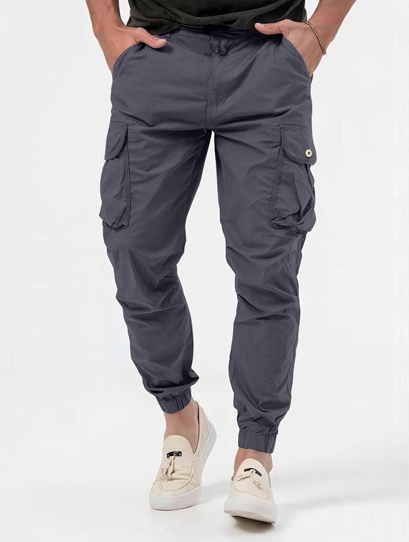 Men's Cargo Trousers With Three-dimensional Pockets Solid Color Casual Pants - AL MONI EXPRESS