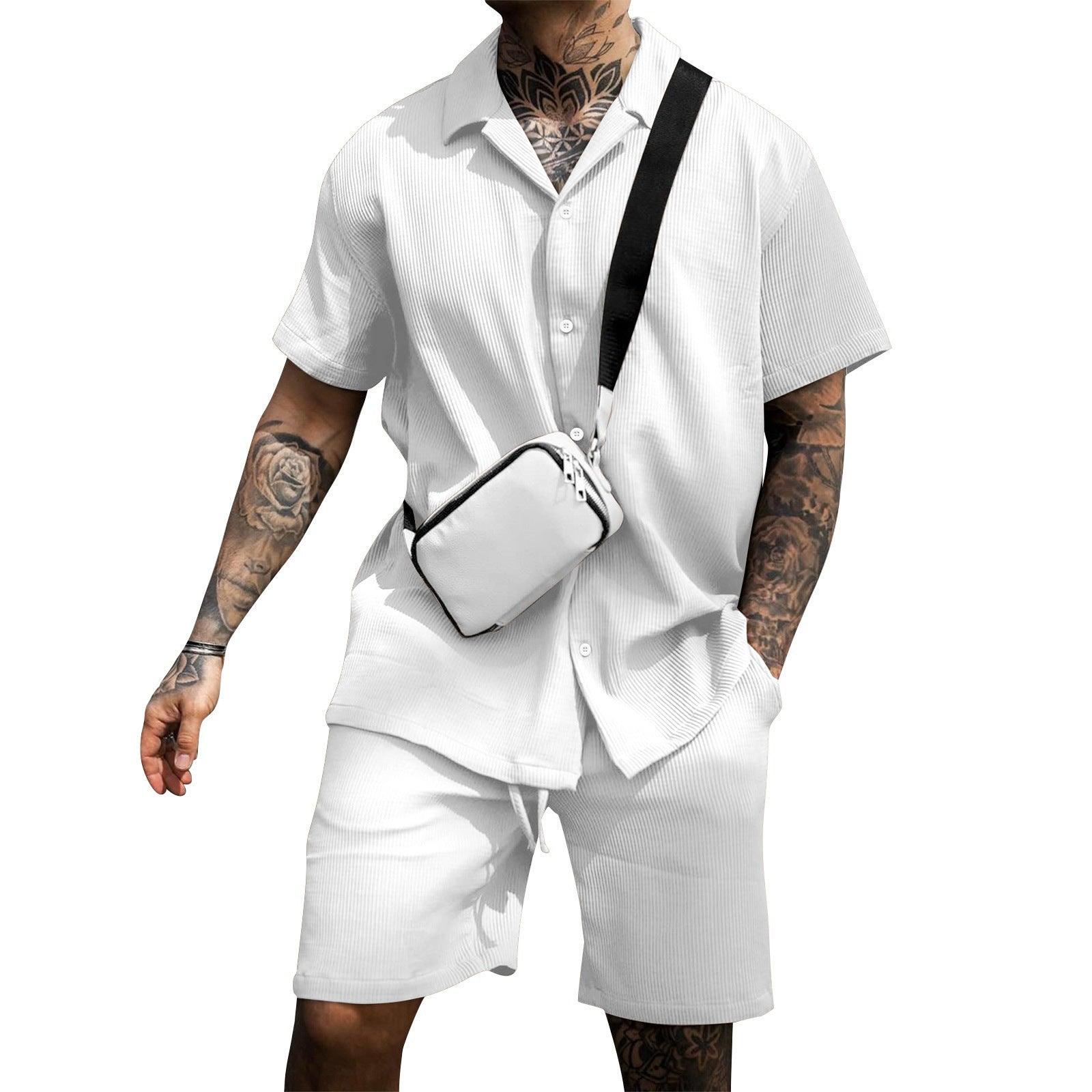 Men's Casual And Comfortable Polo Short-sleeved Shorts Suit - AL MONI EXPRESS