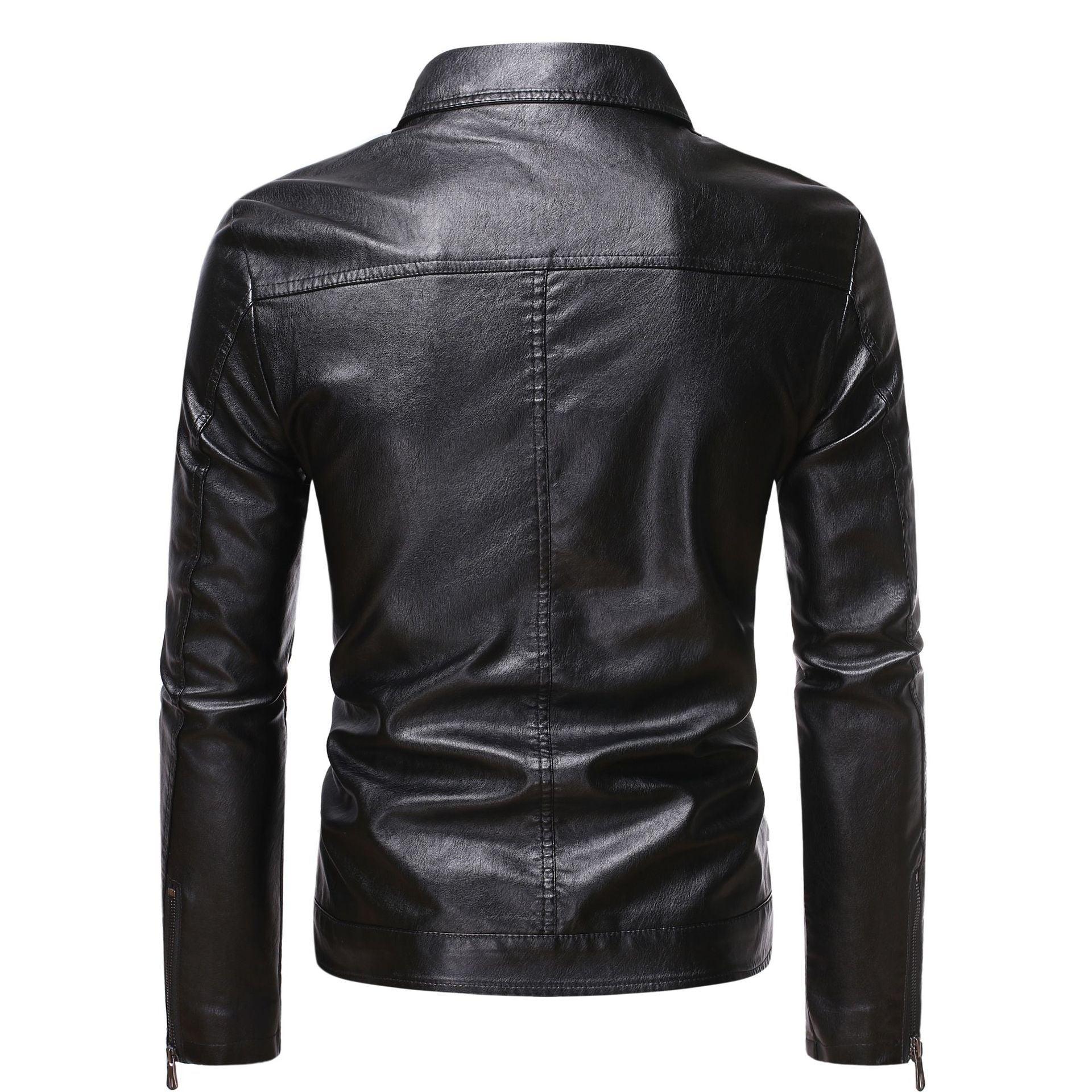 Men's Casual Slim-fit Leather Coat - AL MONI EXPRESS