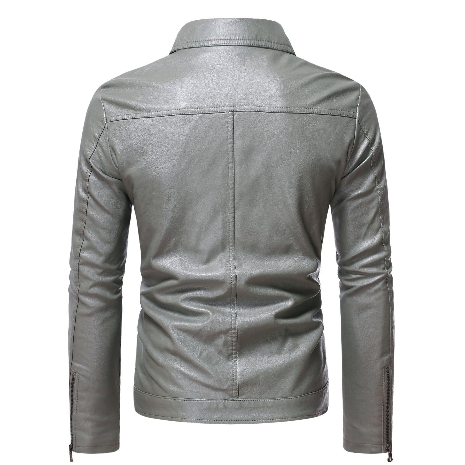 Men's Casual Slim-fit Leather Coat - AL MONI EXPRESS