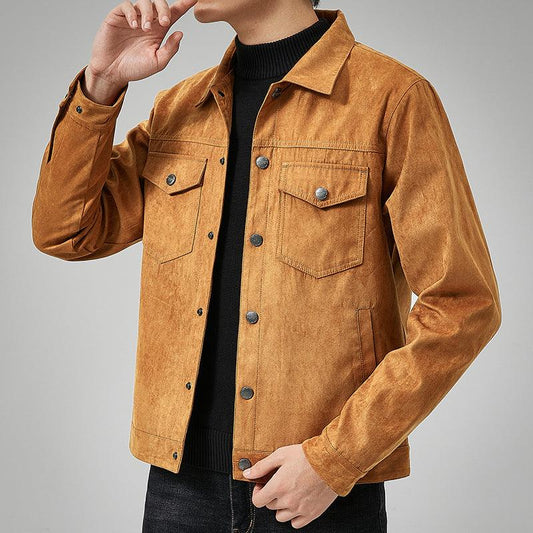 Men's Casual Suede Brushed Fabric Youth Fashion British Style Jacket - AL MONI EXPRESS