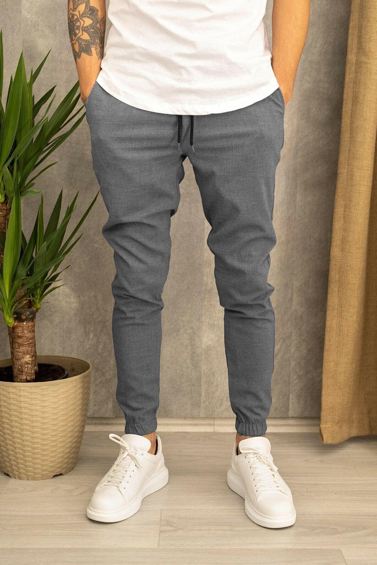 Men's Casual Trousers Suit Fabric Trousers - Almoni Express