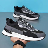 Men's Color Block Mesh Shoes Fashion Casual Lace-up Sneakers Outdoor Breathable Running Sports Shoes - AL MONI EXPRESS