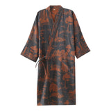 Men's Cotton Gauze Kimono Long Dress Bathrobe - Almoni Express