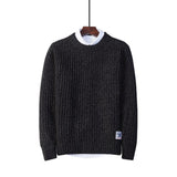 Men's Crew Neck Sweater Pullover Sweater Youth Loose - Almoni Express