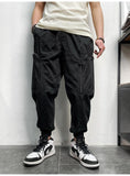 Men's Elastic Waist Zipper Big Pockets Drawstring Sports Cargo Pants - AL MONI EXPRESS