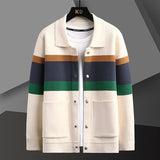 Men's Fall Lapels Color Matching Cardigan Sweater Coat - Almoni Express