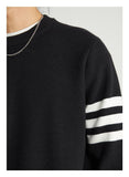 Men's Gray Pullover Striped Round Neck - Almoni Express