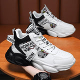 Men's High-top Sports Shoes New Fashion Colorblock Lace-up Casual Sneakers Breathable Versatile Running Basketball Trainers Shoes - AL MONI EXPRESS