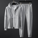 Men's Honeycomb Mesh Stretch Slim-fit Hood Two-piece Set - AL MONI EXPRESS