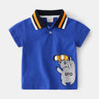 Men's Kids Cartoon Print Lapel Short Sleeve - Almoni Express