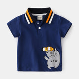 Men's Kids Cartoon Print Lapel Short Sleeve - Almoni Express