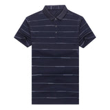 Men's Lapel Quick-drying Striped Short-sleeved T-shirt - AL MONI EXPRESS