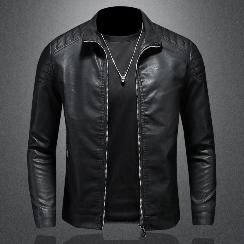 Men's Leather Motorcycle Jacket Thin Coat - AL MONI EXPRESS