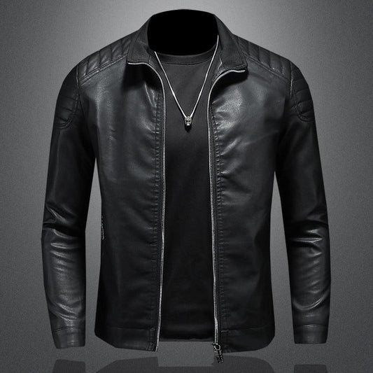 Men's Leather Motorcycle Jacket Thin Coat - AL MONI EXPRESS