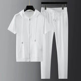 Men's Lightweight Fashion Short Sleeve Trousers Two Piece Set - Almoni Express