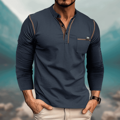 Men's Long Sleeve Color Matching Shirt - AL MONI EXPRESS