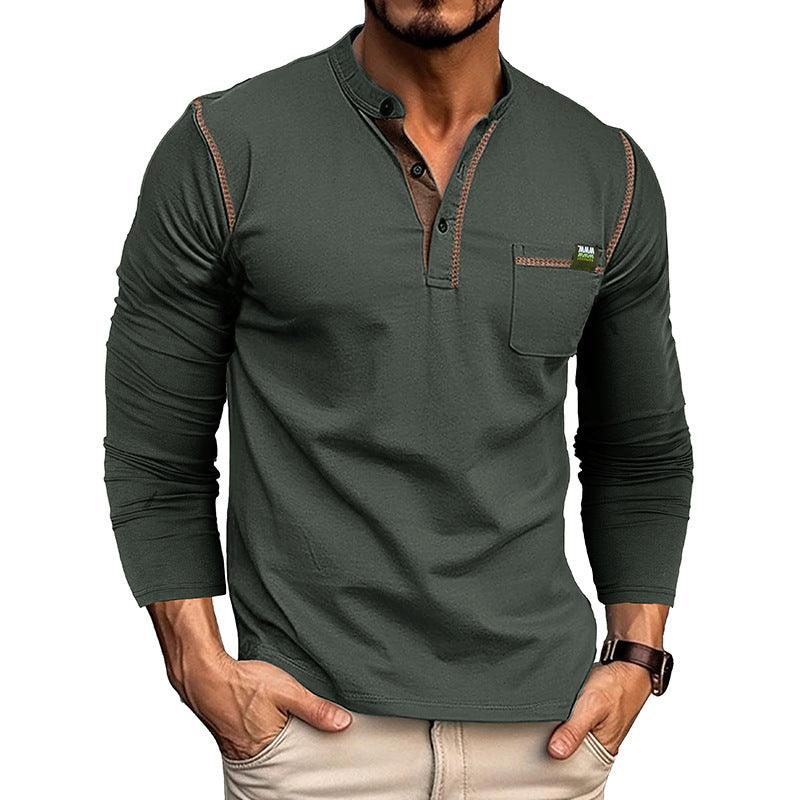 Men's Long Sleeve Color Matching Shirt - AL MONI EXPRESS