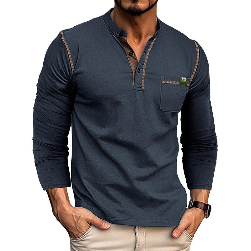 Men's Long Sleeve Color Matching Shirt - AL MONI EXPRESS