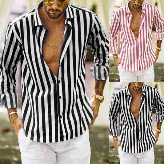 Men's long sleeve striped shirt - AL MONI EXPRESS