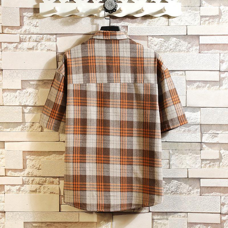 Men's Plus Size Casual Short-sleeved Plaid Shirt - AL MONI EXPRESS