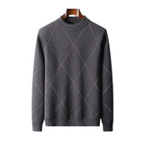 Men's Plus Size Half Turtleneck Jacquard Knitted Sweater - Almoni Express