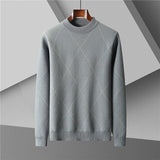 Men's Plus Size Half Turtleneck Jacquard Knitted Sweater - Almoni Express