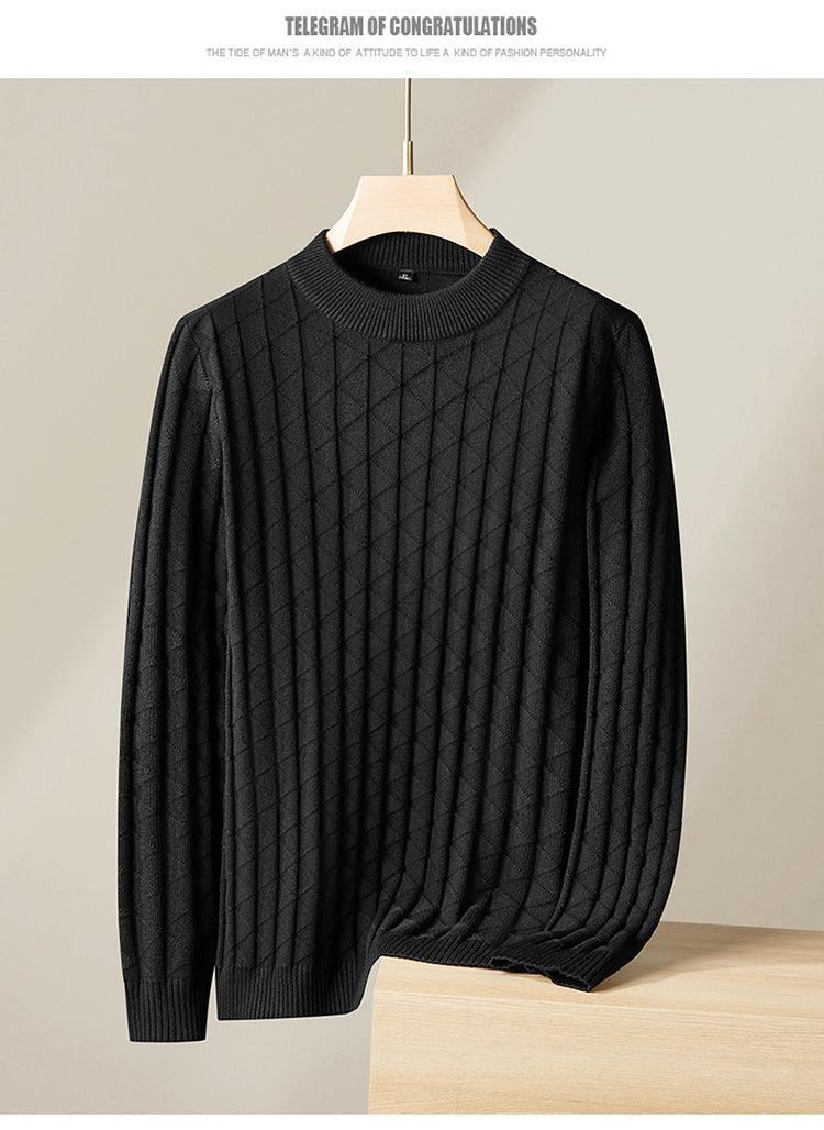 Men's Plus Size Knitted Sweater Loose Round Neck Bottoming Shirt - Almoni Express