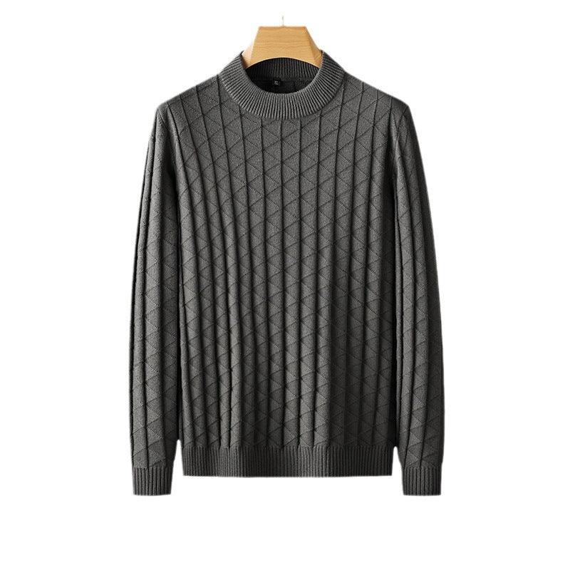 Men's Plus Size Knitted Sweater Loose Round Neck Bottoming Shirt - Almoni Express