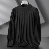 Men's Plus Size Knitted Sweater Loose Round Neck Bottoming Shirt - Almoni Express