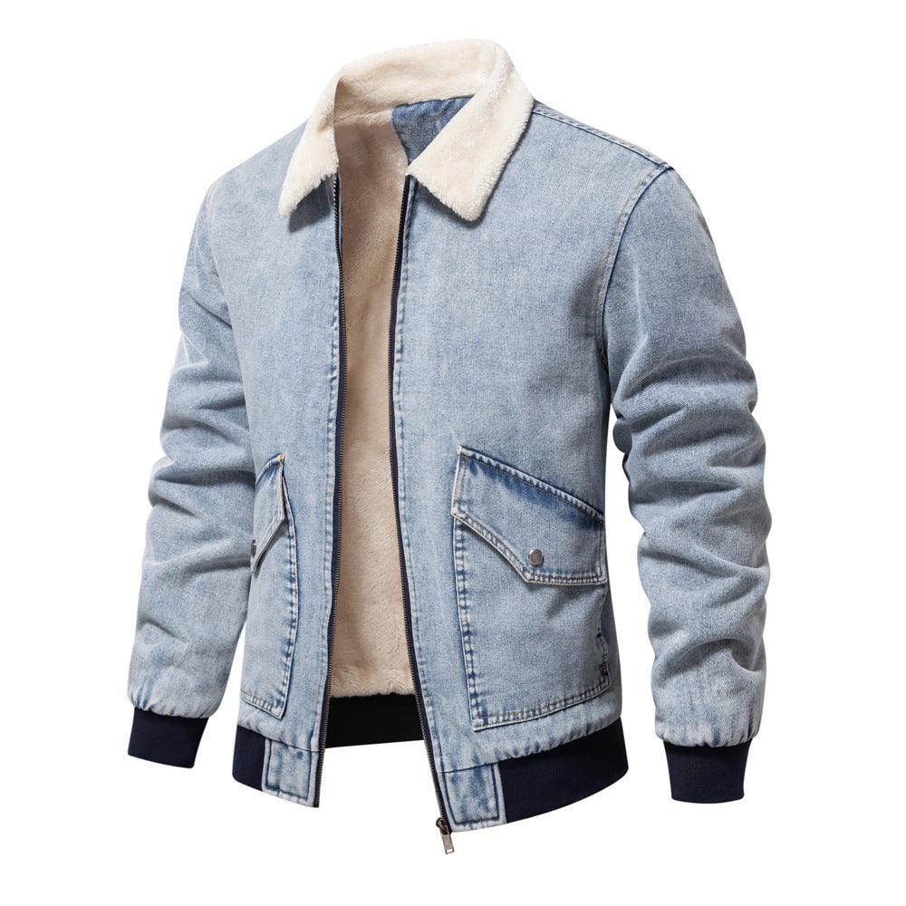 Men's Plush Denim Jacket In European Size - AL MONI EXPRESS