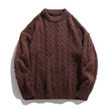 Men's Round Neck Loose Twisted Sweater Couple - Almoni Express