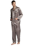 Men's silk satin pajamas suit casual wear - Almoni Express