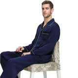 Men's silk satin pajamas suit casual wear - Almoni Express