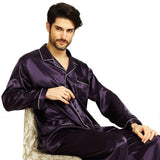 Men's silk satin pajamas suit casual wear - Almoni Express