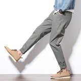 Men's small feet nine pants casual pants Harlan pants beam pants - Almoni Express