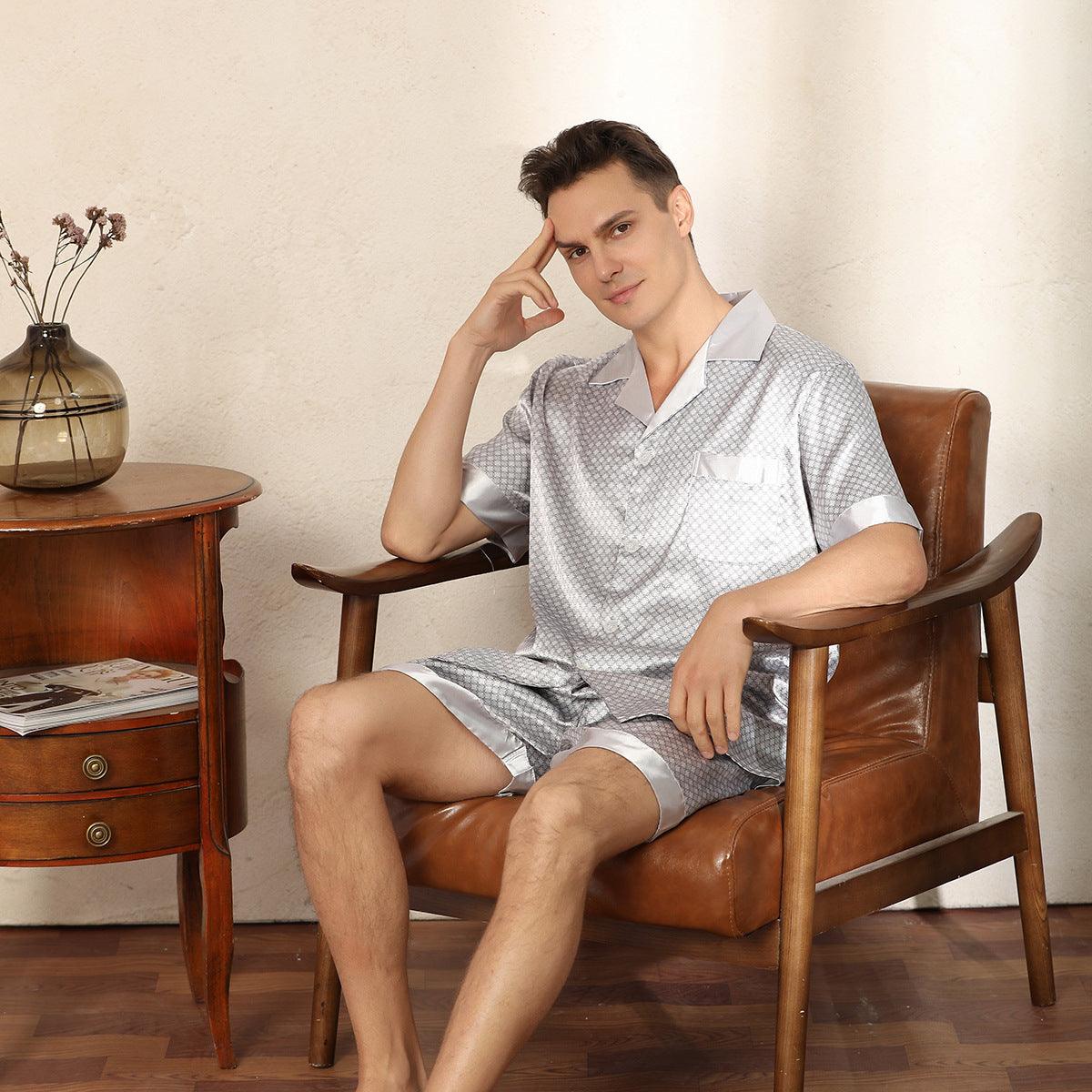 Men's Summer Printed Short-sleeved Shorts Pajamas - AL MONI EXPRESS