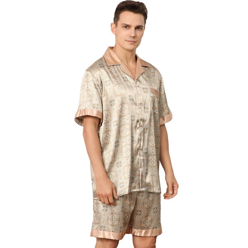 Men's Summer Printed Short-sleeved Shorts Pajamas - AL MONI EXPRESS