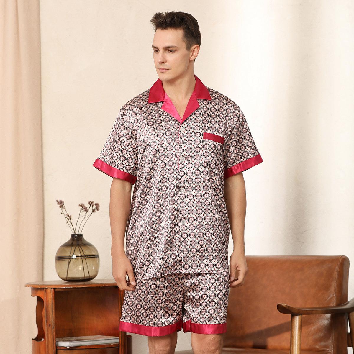 Men's Summer Printed Short-sleeved Shorts Pajamas - AL MONI EXPRESS