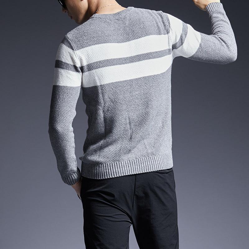 Men's Sweater All-match All-match Sweater Striped Sweater Men - Almoni Express