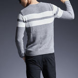 Men's Sweater All-match All-match Sweater Striped Sweater Men - Almoni Express