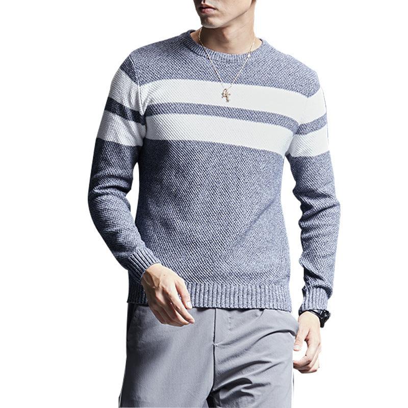 Men's Sweater All-match All-match Sweater Striped Sweater Men - Almoni Express