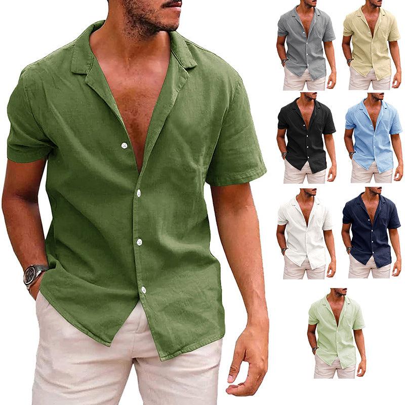 Men's Tops Casual Button Down Shirt Short Sleeve Beach Shirt Summer Mens Clothing - AL MONI EXPRESS