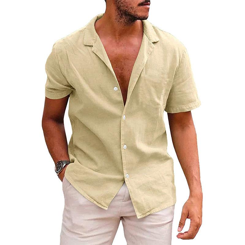 Men's Tops Casual Button Down Shirt Short Sleeve Beach Shirt Summer Mens Clothing - AL MONI EXPRESS