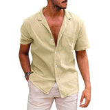 Men's Tops Casual Button Down Shirt Short Sleeve Beach Shirt Summer Mens Clothing - AL MONI EXPRESS