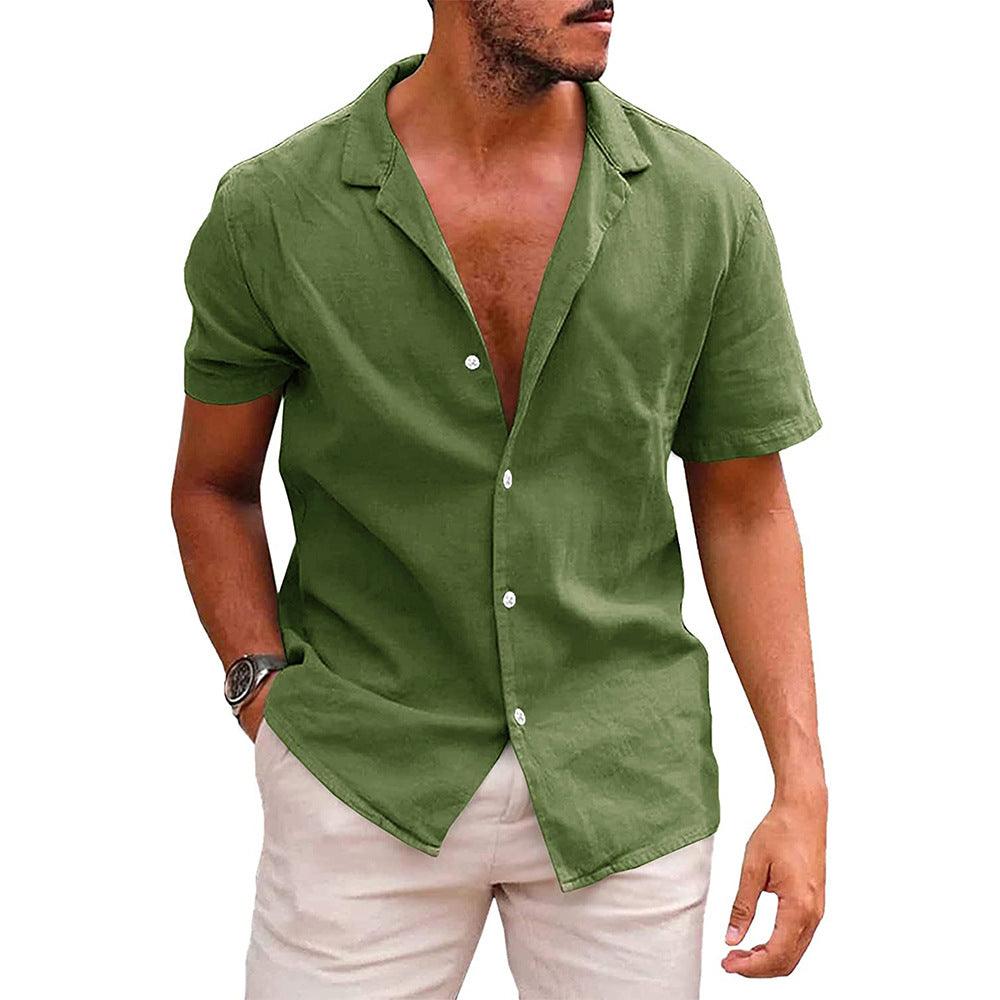 Men's Tops Casual Button Down Shirt Short Sleeve Beach Shirt Summer Mens Clothing - AL MONI EXPRESS