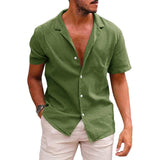 Men's Tops Casual Button Down Shirt Short Sleeve Beach Shirt Summer Mens Clothing - AL MONI EXPRESS